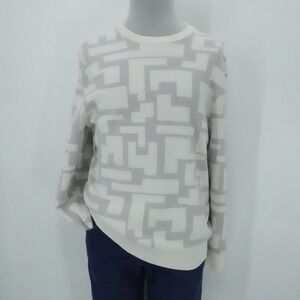 Redvanly Sweater‎ Mens Medium Cream Hawley Sweater Geometric Merino Wool Preppy